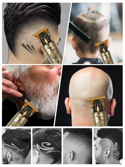 Professional Vintage Hair Clippers and Trimmers Kit, Rechargeable Cordless Haircut & Grooming Set for Men, Beard Trimmer with - Empire P.E
