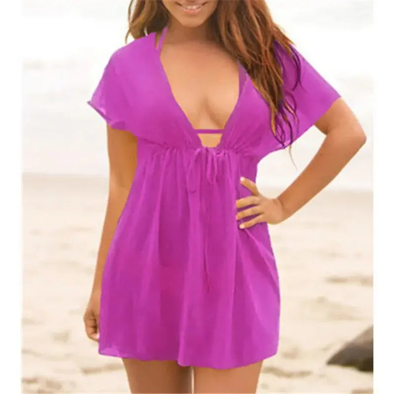 Women's Cover Up Lace Hollow Crochet Swimsuit Beach Dress