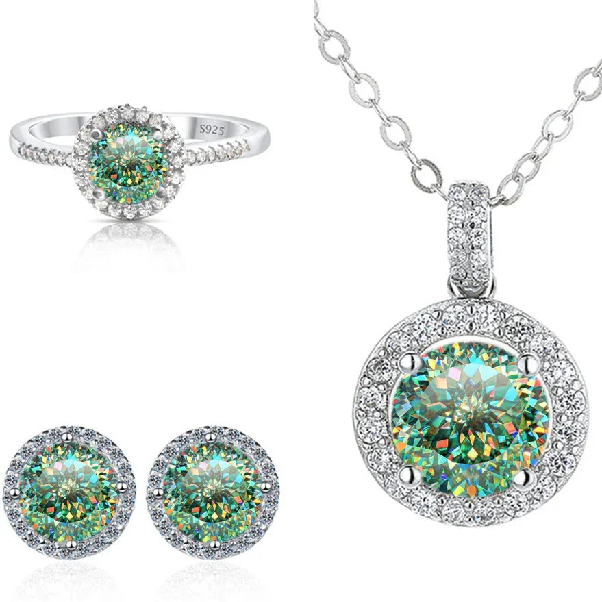Real Round 6.5mm Moissanite Jewelry Set 925 Sterling Silver - Empire P.E