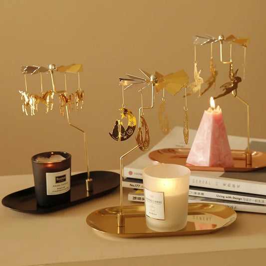 Tray Rotating Candlestick Scented Candle Romantic Walk Horse Lamp