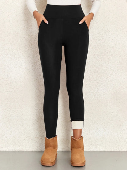 Pockets Thick Winter Warm Leggings Women High Waist Mallas Casual Velvet Warm Leggings Prevent Cold Super Warm Pants - Empire P.E