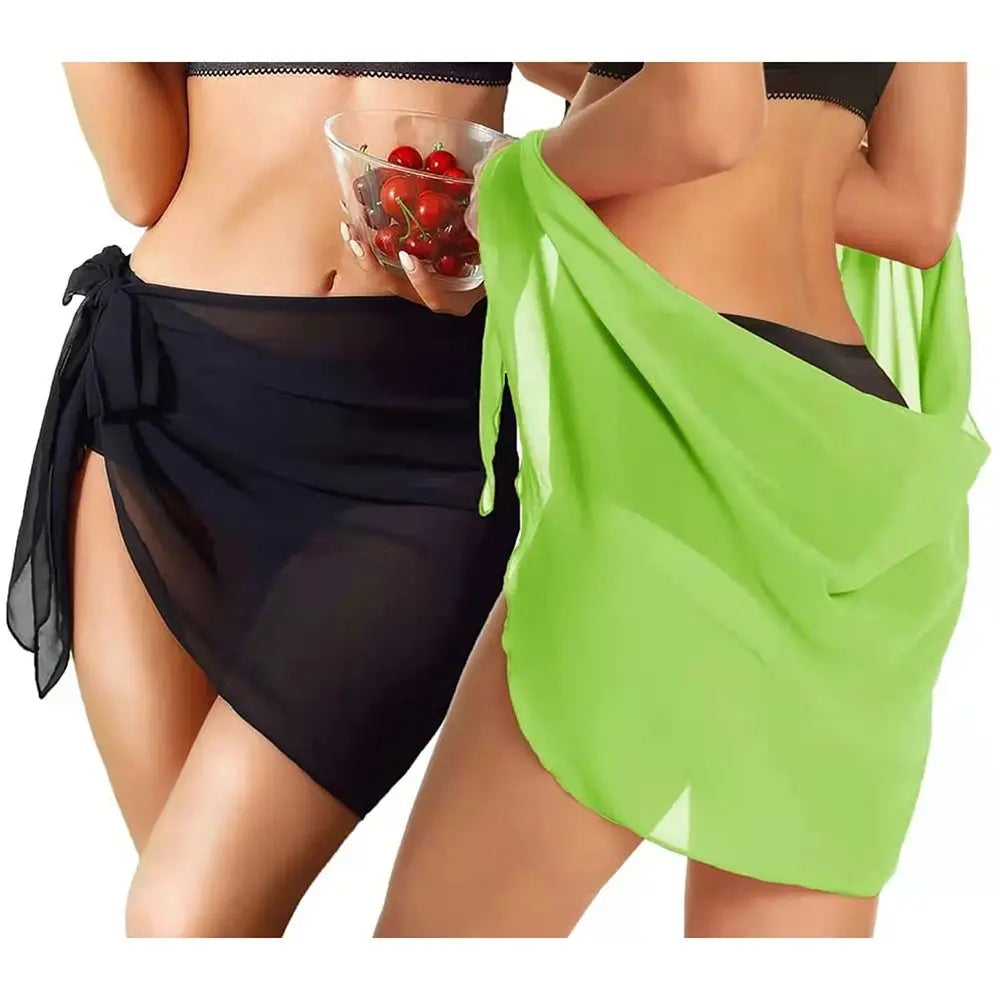 Women's Summer Beach Sarong Coverup Bikini Wrap Sheer Short Skirt