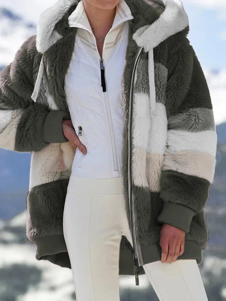 Women's Spring and Autumn Plus Size Long Teddy Bear Coat