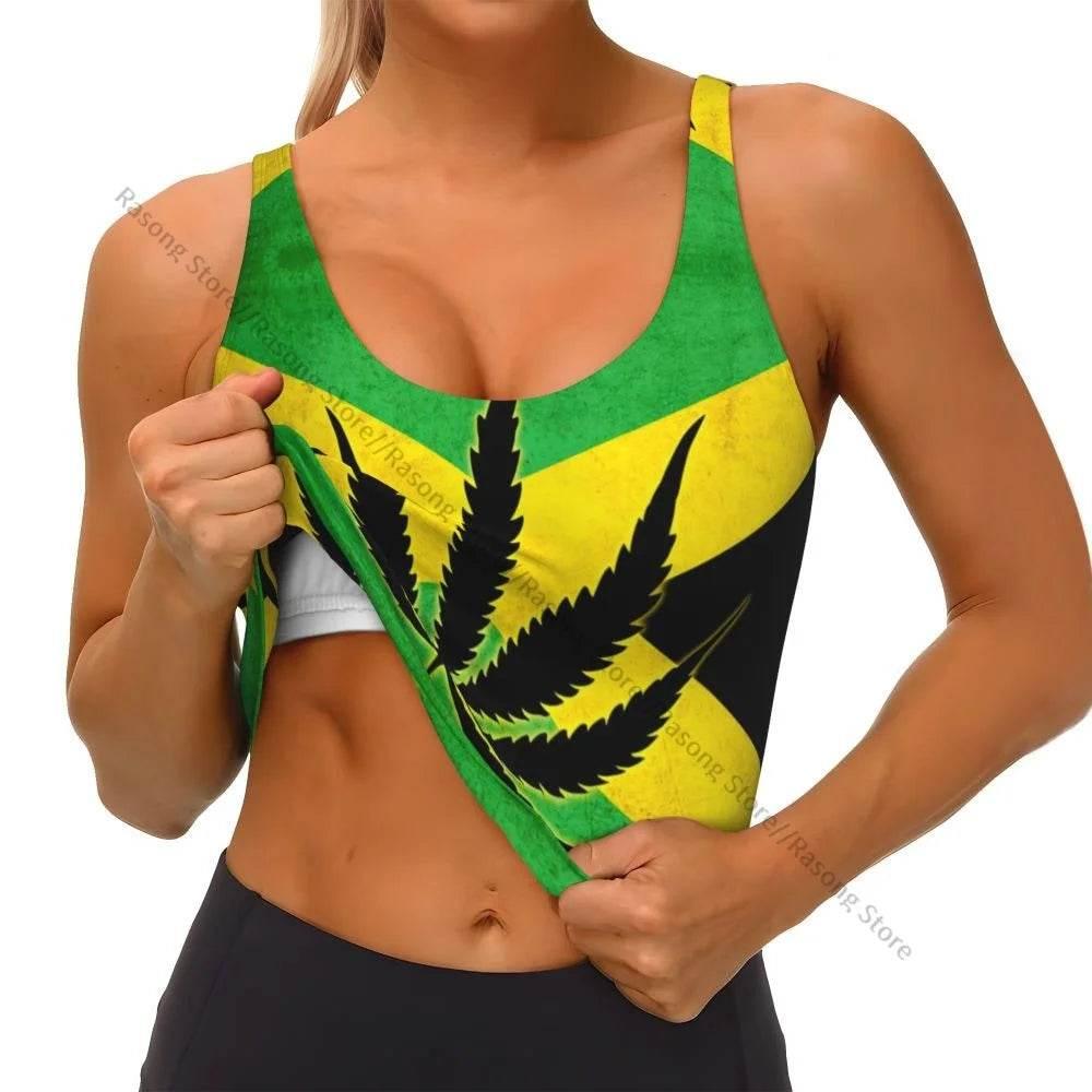 Sports Bra Women Running Yoga Clothes Vest Jamaica Kingdom Flag Gathering Fitness Vest - Empire P.E