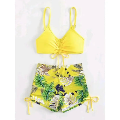 Women's Casual Drawstring Split High Waist Swimsuit 2025