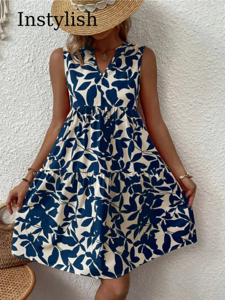 Women Boho Print Mini Dress Summer Elegant - Empire P.E