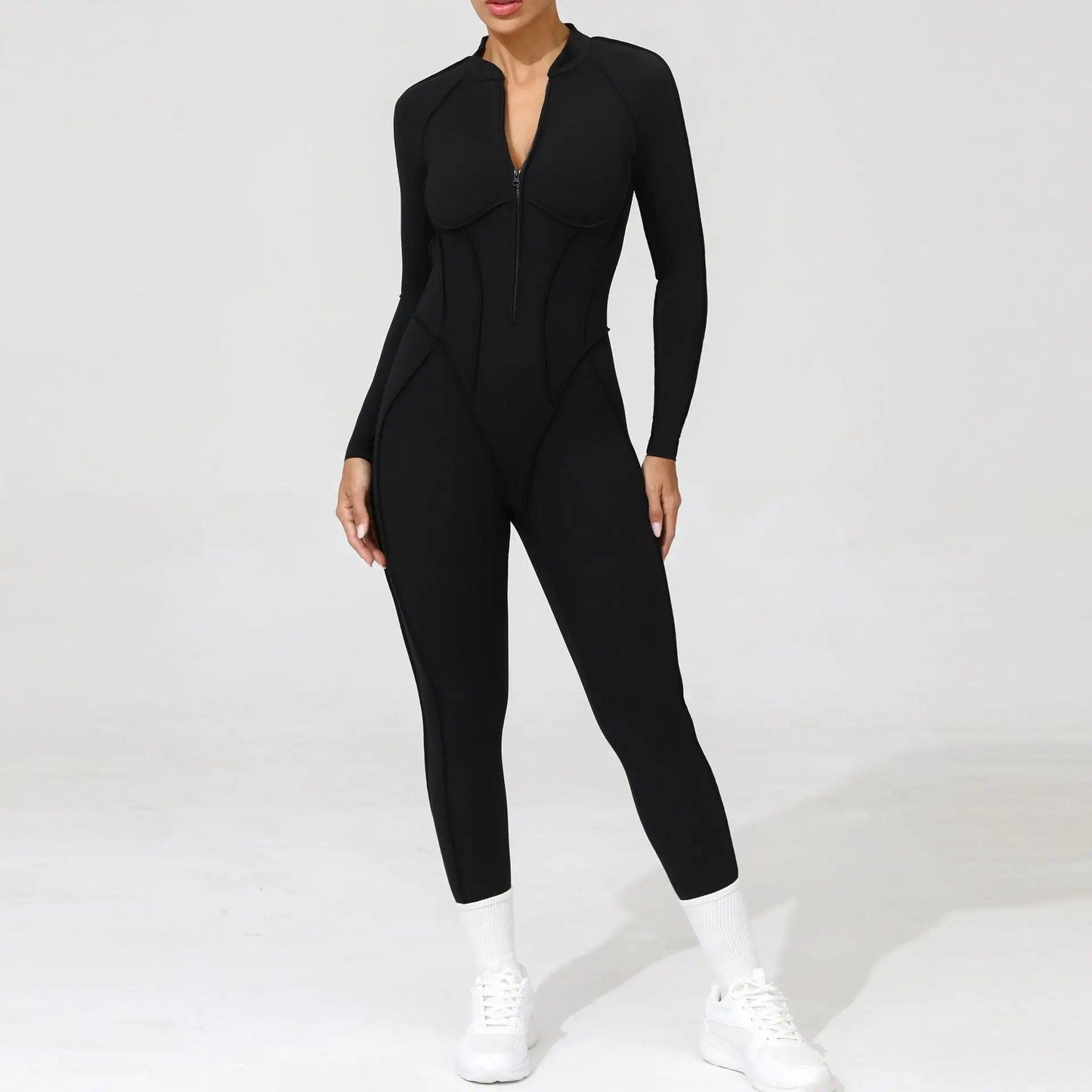 Pad Yoga Jumpsuit Short Sleeve Zipper Sports Wear Gym Fitness - Empire P.E