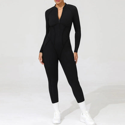 Pad Yoga Jumpsuit Short Sleeve Zipper Sports Wear Gym Fitness - Empire P.E