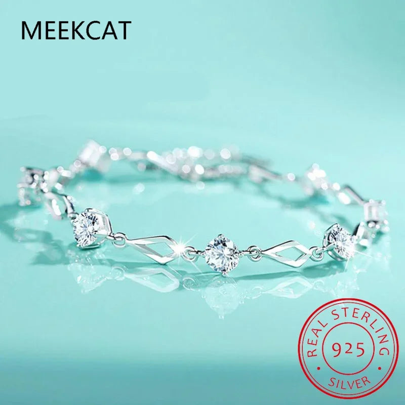 Solid 925 Sterling Silver Moissanite Tennis Bracelet for Women - Empire P.E