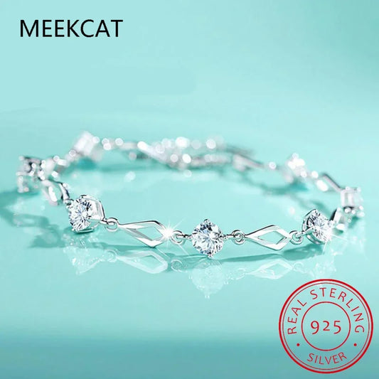 Solid 925 Sterling Silver Moissanite Tennis Bracelet for Women - Empire P.E