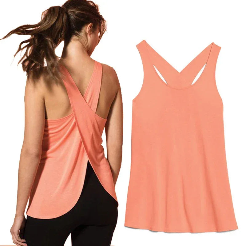 Women's Solid Wrap Back Sports Tank Tops - Empire P.E