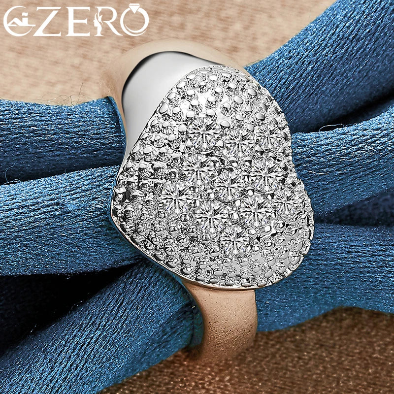 Luxury 925 Sterling Silver Crystal Love Heart Ring
