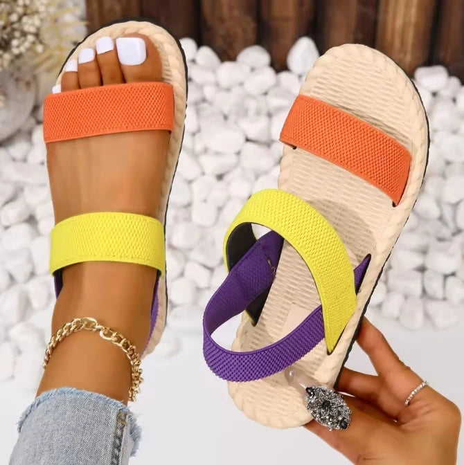 Ladies Leopard Print Flat Sandals
