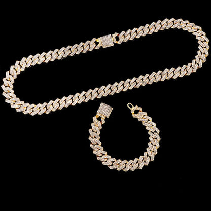 Necklace+Watch+Bracelet Hip Hop 14MM Cuban Link Chain - Empire P.E