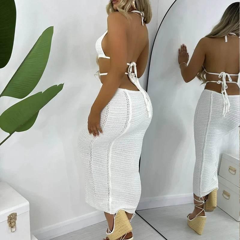 New Style Hollow Out Backless Tie Up Dress - Empire P.E