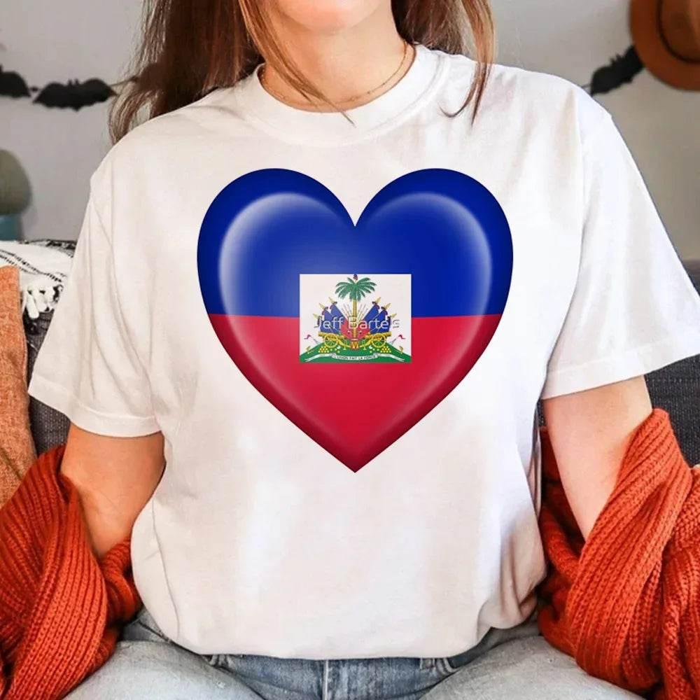 Haiti T Shirt Women Funny Y2K Harajuku T-shirts Female Funny Clothing Aesthetic Clothes Women Clothing - Empire P.E