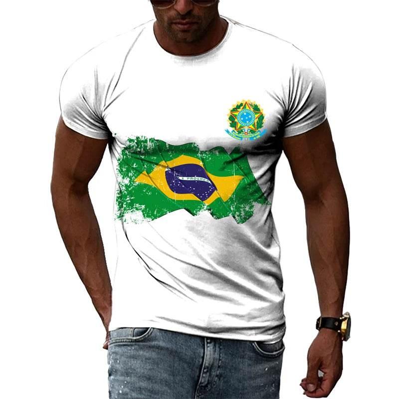 Brazilian Flag 3D Print T-shirts Summer Men Woman Short Sleeve Casual Tees Fashion Streetwear Harajuku T Shirt Kid Tops Clothing - Empire P.E