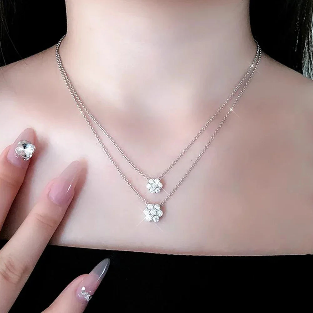 Real D Color Flower Full Moissanite Jewelry Sets - Empire P.E