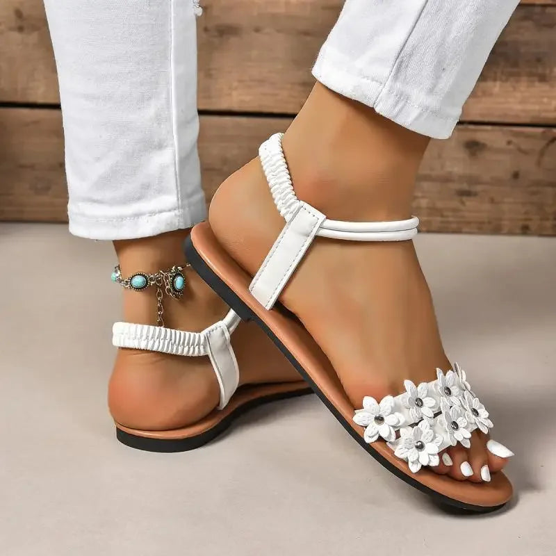 Flower Decoration Flat Sandals - Empire P.E