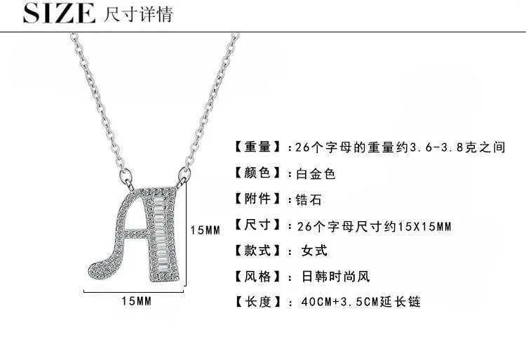 Moissanite A-Z Initial Letter Pendant Necklace For Women - Empire P.E