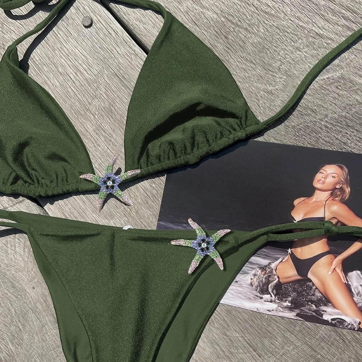 Sexy Bikini 2025 Swimsuit Women Swimwear Halter Bikinis Set Push Up Bathing Suit Solid Swimming Suit Biquini Female - Empire P.E