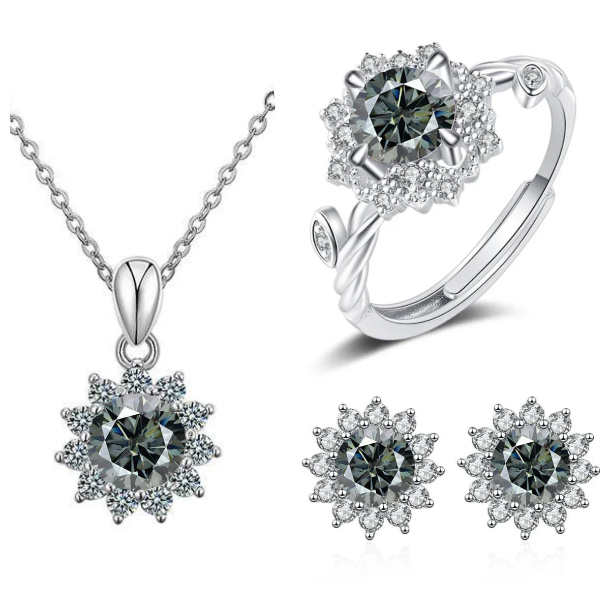 4CTW Moissanite Jewelry Set 925 Sterling Silver - Empire P.E