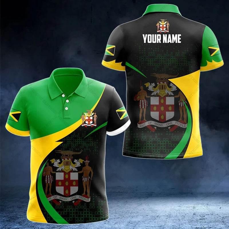 Jamaica Flag & Coat of Arms Customized Polo Shirt Summer Casual Streetwear Men's Fashion Loose Jersey Plus Size Sportswear - Empire P.E