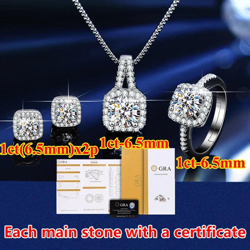 Moissanite Rings For Women Round Cut, Earrings Luxury Copper Trend, Moissanite Necklace Pendant - Empire P.E