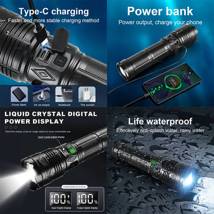 Most Powerful LED Flashlight USB Rechargeable Tactical Torch Light