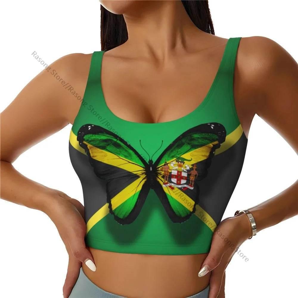 Sports Bra Women Running Yoga Clothes Vest Jamaica Kingdom Flag Gathering Fitness Vest - Empire P.E