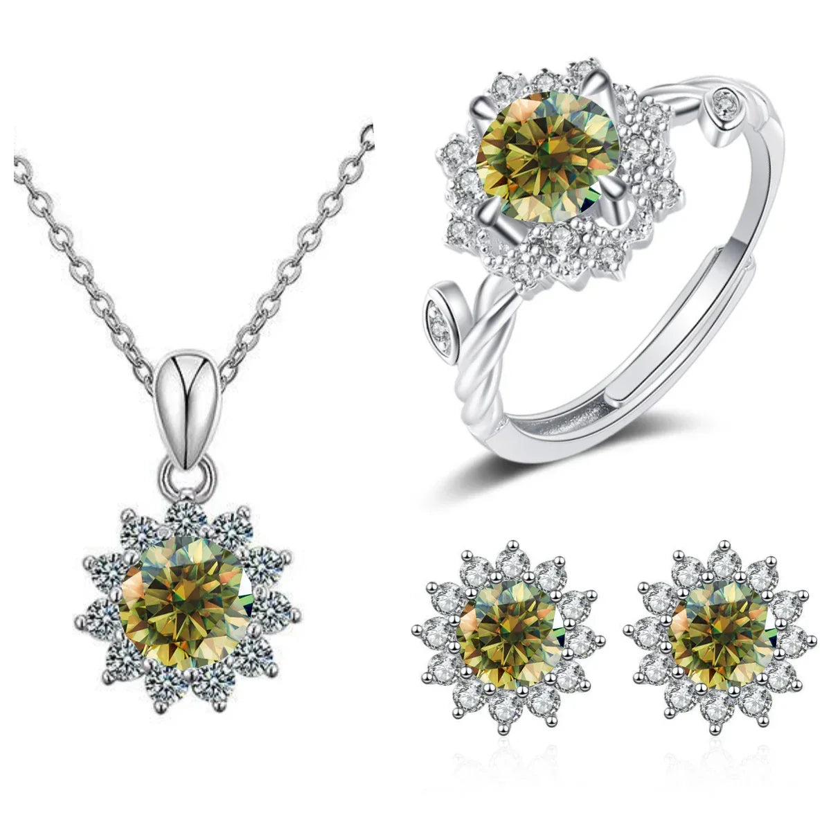 4CTW Moissanite Jewelry Set 925 Sterling Silver - Empire P.E