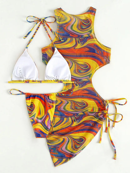 3 Pieces Bikini Set Women Leopard Halter Sexy Swimsuit 2026