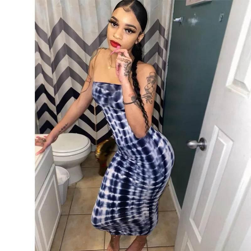 Spring And Summer Dresses For Women Chest Wrap Printed Off Shoulder Bandage Slim Sexy Long Dress 2023 New Fashion party MsChuh - Empire P.E