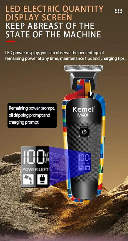 Kemei Rechargeable Graffiti Pattern Electric Hair Clipper Professional - Empire P.E