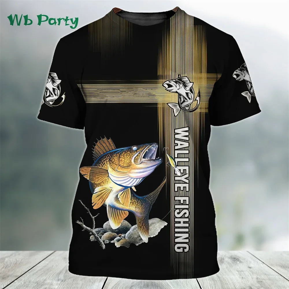 Men Shirts Graphic Tee Fish Print Short Sleeved - Empire P.E