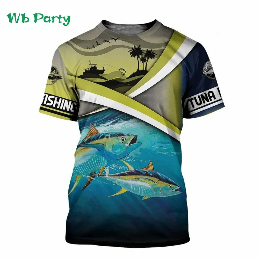 Men Shirts Graphic Tee Fish Print Short Sleeved - Empire P.E