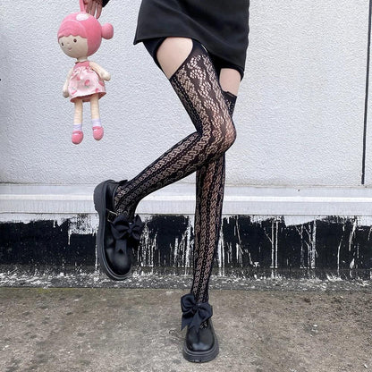 Floral Fishnet Sexy High Waist Open Crotch Lingerie - Empire P.E