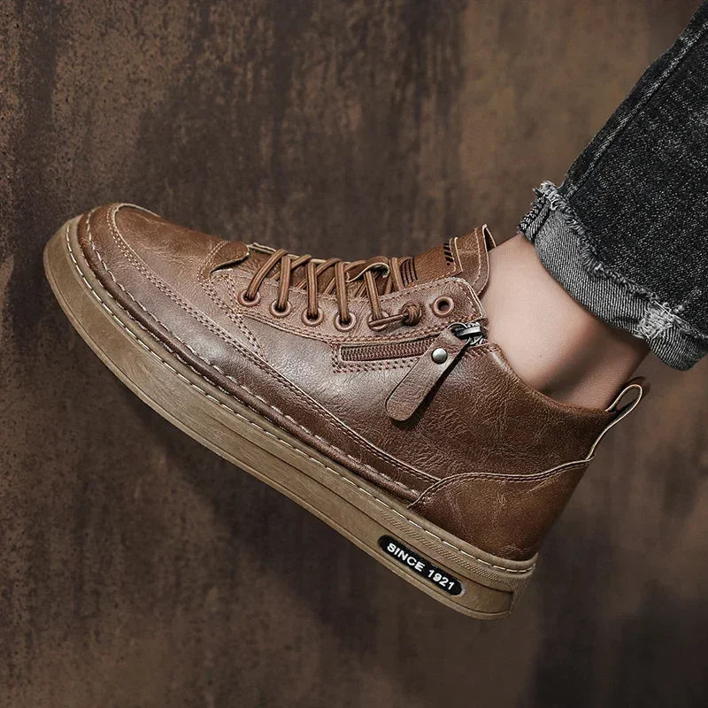 Men Boots Winter High Top Leather Casual Outdoor Shoes - Empire P.E