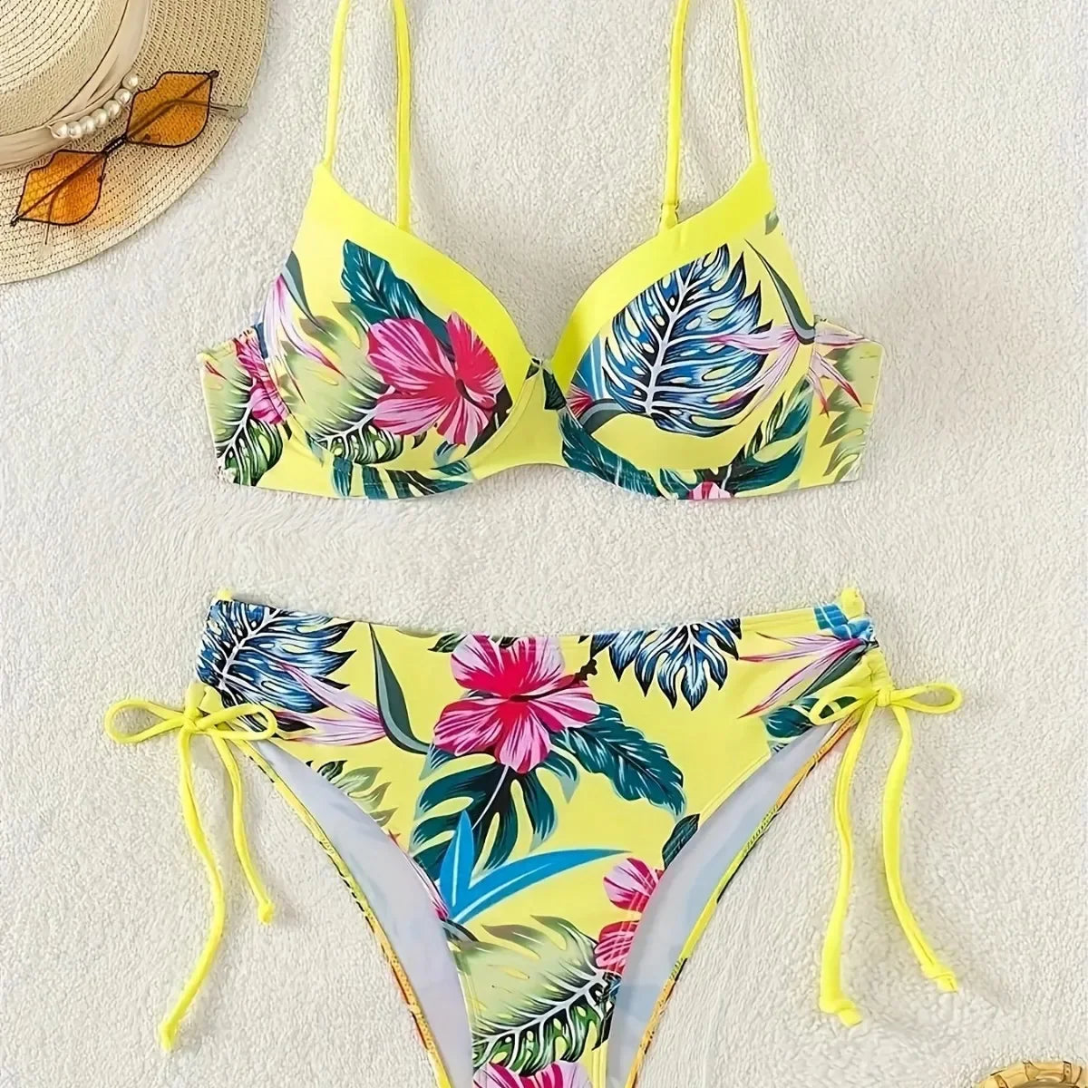 New Women's Tropical Floral Print Bikini Set