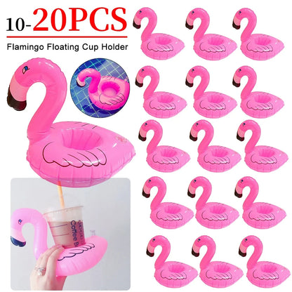 10-20PCS Water Coasters Floating Inflatable Cup Holder Swimming Pool Drink Float Toy Inflatable Pool Flamingo Party Decoration