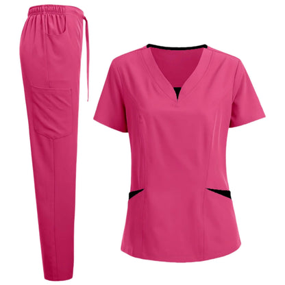Scrub Set for Women Nurse V Neck Plus Size Scrubs Tops and Pants - Empire P.E