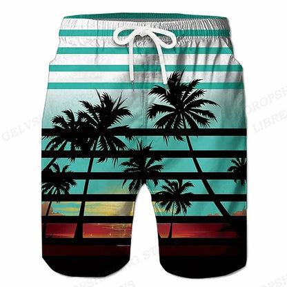 Men's Swimming Coconut Tree 3d Surfing Board Shorts