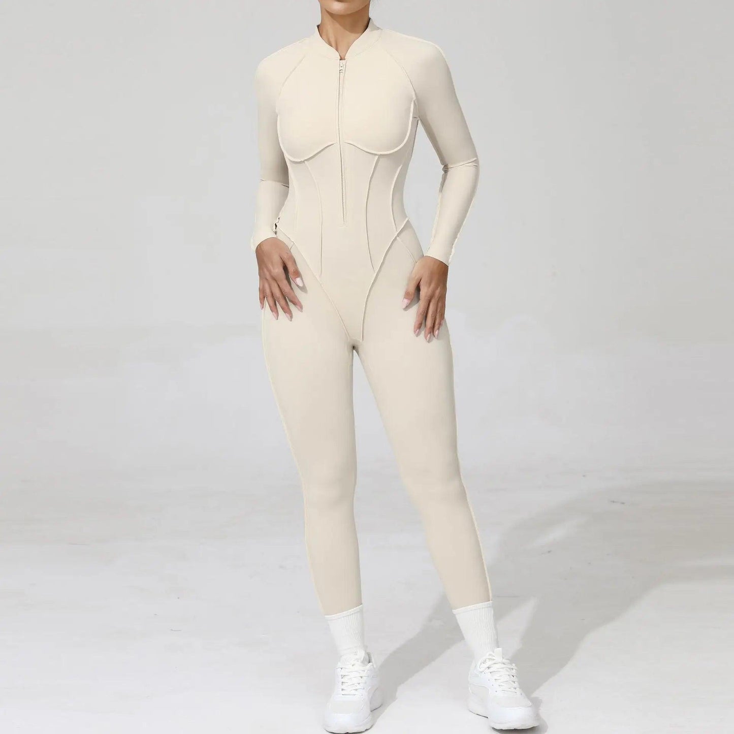 Pad Yoga Jumpsuit Short Sleeve Zipper Sports Wear Gym Fitness - Empire P.E