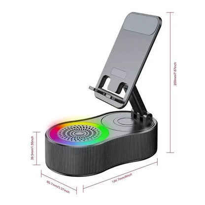 360°rotatable Adjustable FoldingLift-non-slip Phone Holder Wireless Speaker with Colorful Ambient Light 5.3 HDSurround Subwoofer - Empire P.E