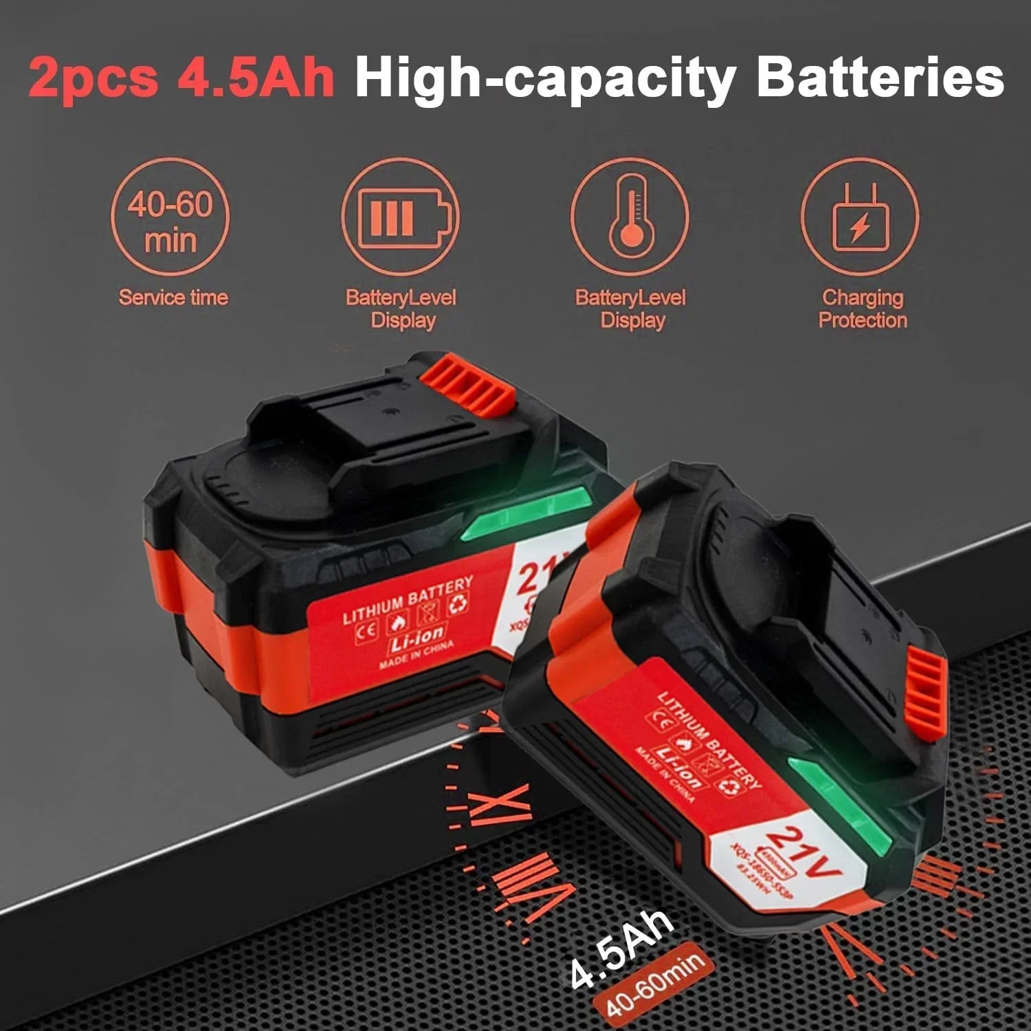 Cordless Leaf Blower with 2 * 4.5Ah Batteries and 2 Tubes - Empire P.E