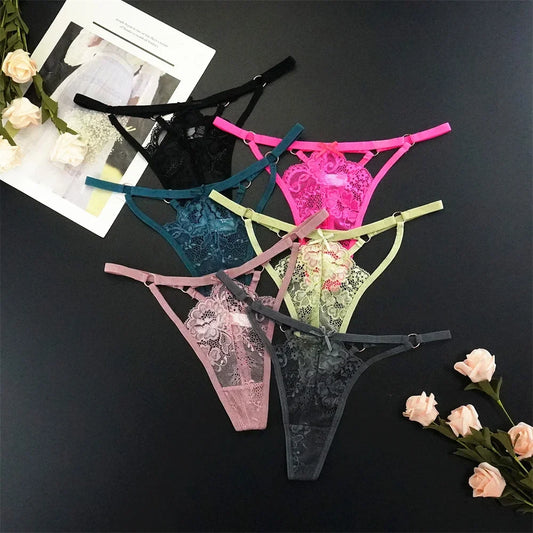 6pcs Fashion Sexy Lace Thong Low-waist with Cute Bow - Empire P.E