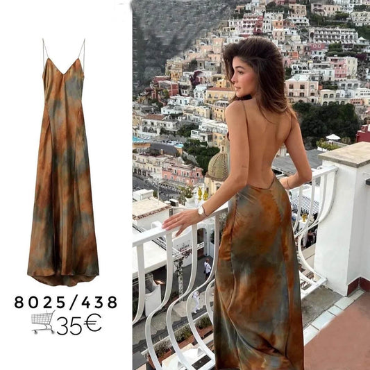 2025 New Women's Elegant Sexy Long Dress V-neck Open-back - Empire P.E