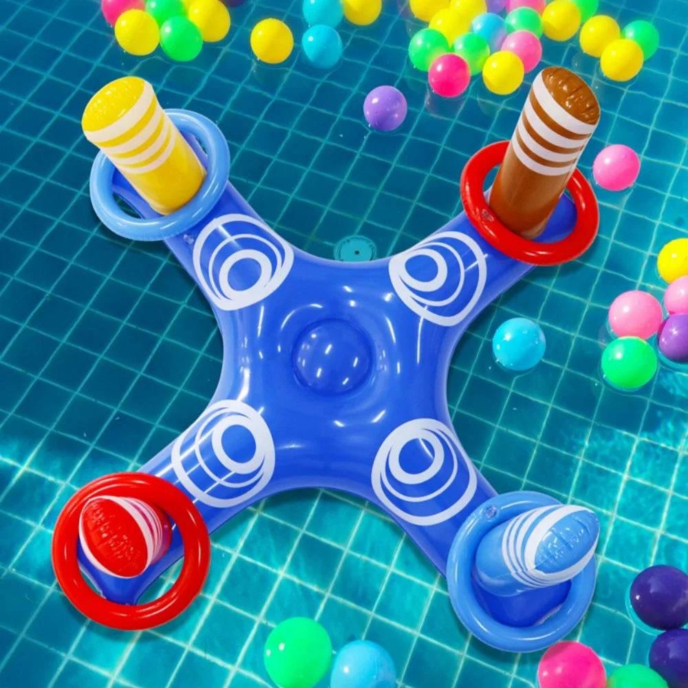 Summer Sport Swimming Inflatable Ring Toss Game Floating Pool Toys for Kids Adult Water Accessories Beach Supplies with 4 Loops - Empire P.E