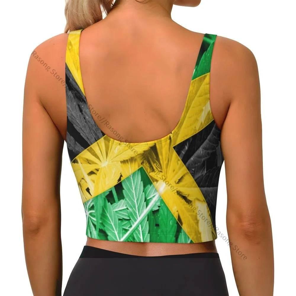 Sports Bra Women Running Yoga Clothes Vest Jamaica Kingdom Flag Gathering Fitness Vest - Empire P.E