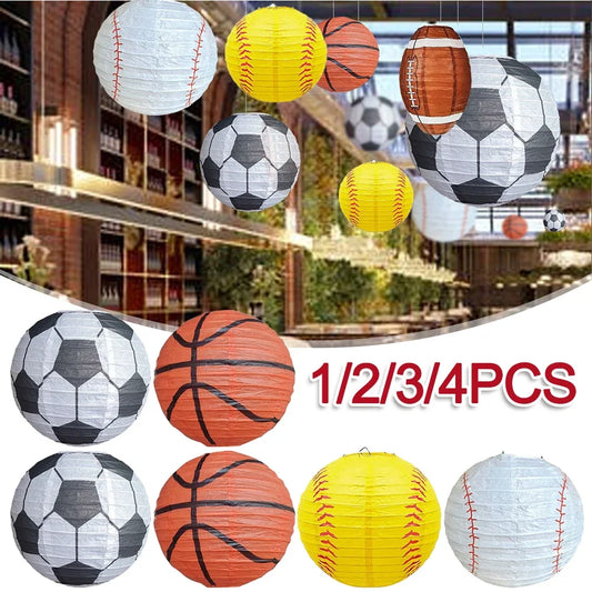 1-4pcs Sports Themed Birthday Party Supplies Sports Paper Lanterns 8 Inch Baseball Basketball Soccer Party Decoration Kids Favor
